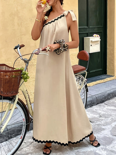 Josie | Elegante Asymmetrische Maxi Jurk met Kleurblokken