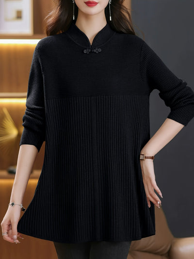 Judy | Stylish Knitted Sweater with Buttons and Stand-Up Collar