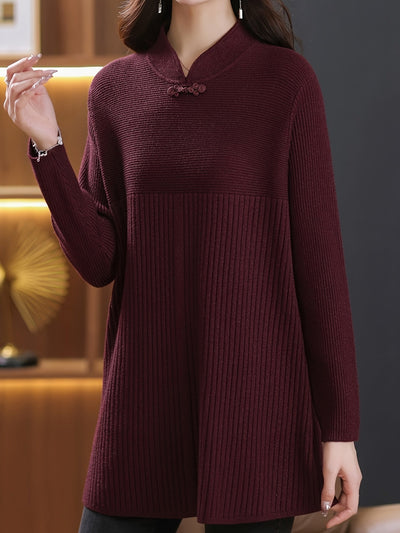 Judy | Stylish Knitted Sweater with Buttons and Stand-Up Collar