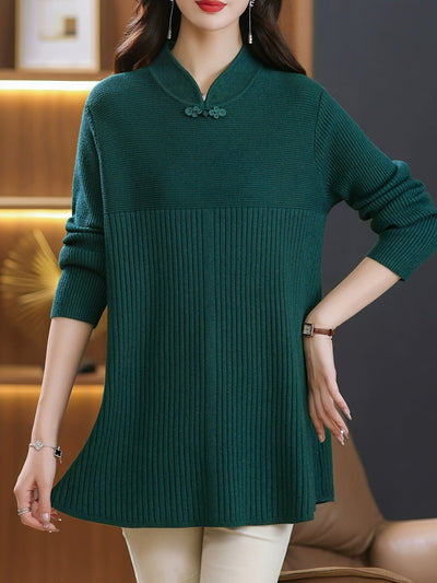 Judy | Stylish Knitted Sweater with Buttons and Stand-Up Collar