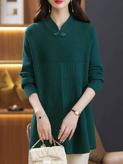 Judy | Stylish Knitted Sweater with Buttons and Stand-Up Collar