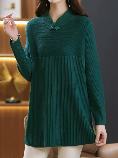 Judy | Stylish Knitted Sweater with Buttons and Stand-Up Collar
