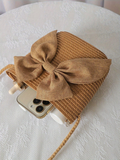 Julia | Boho Stro Crossbody Tas met Strik of Bloem – Perfect voor Zomerse Uitjes!