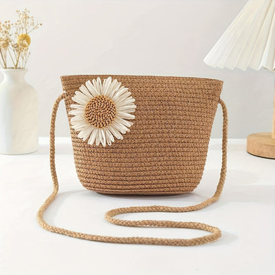 Julia | Boho Stro Crossbody Tas met Strik of Bloem – Perfect voor Zomerse Uitjes!