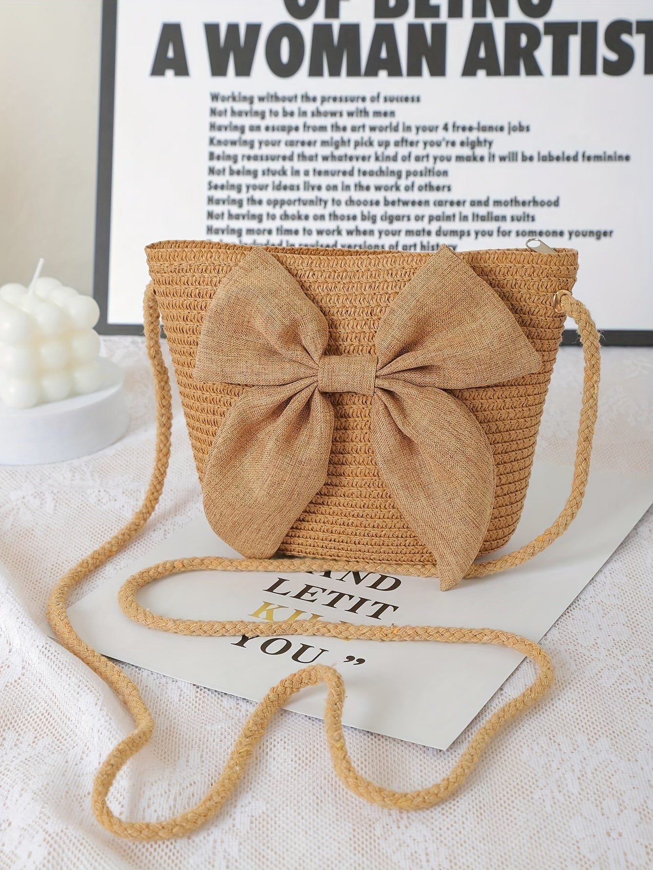 Julia | Boho Stro Crossbody Tas met Strik of Bloem – Perfect voor Zomerse Uitjes!