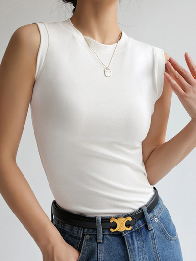 Mouwloze dames top – Aansluitend model met ronde hals
