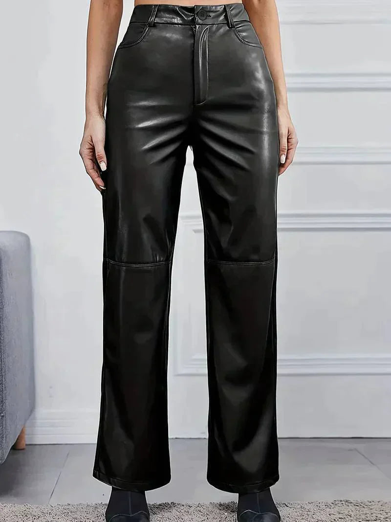 Kaye - High-waisted leather pants