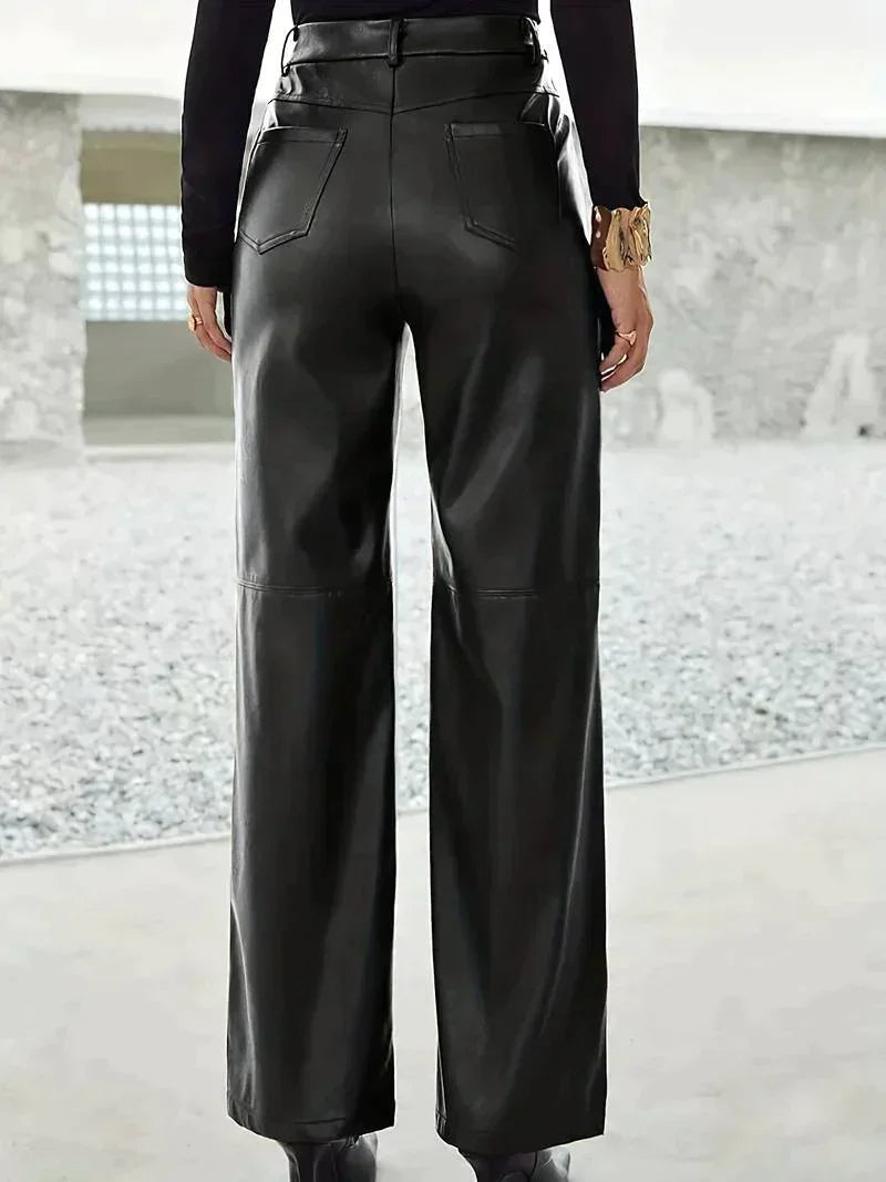 Kaye - High-waisted leather pants