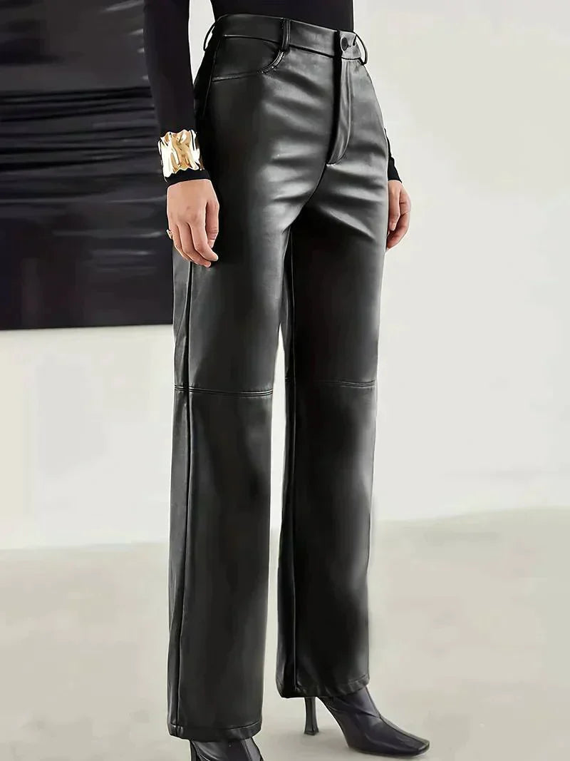 Kaye - High-waisted leather pants