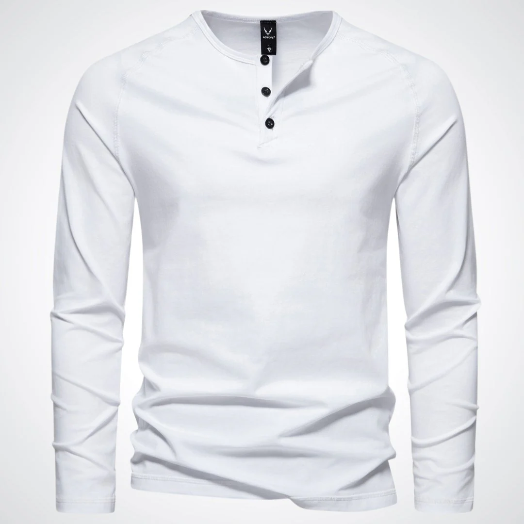 Men's Henley long sleeve - Long sleeves and button closure at the neck