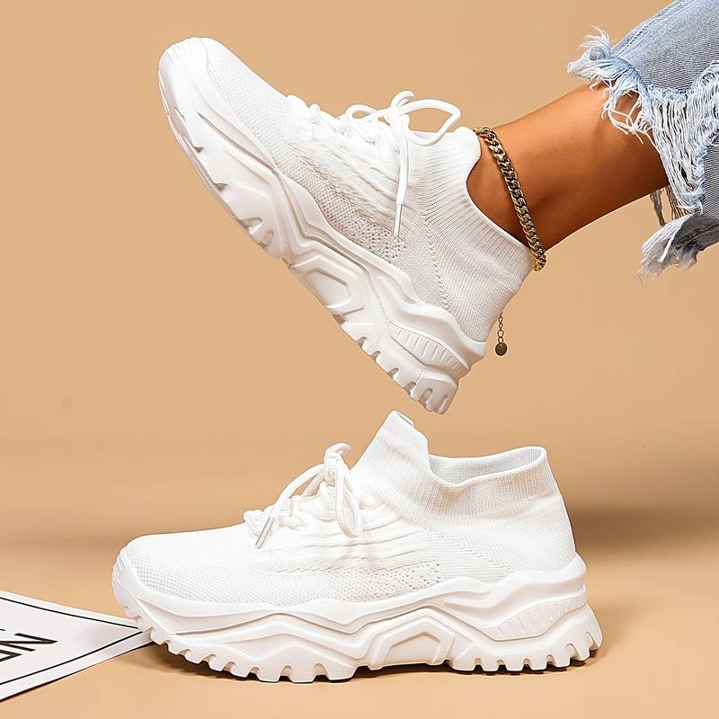 Dames Sneakers – Lichtgewicht Veterschoen met Sportieve Zool