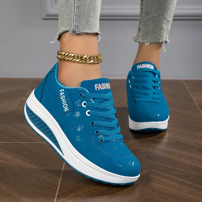 Dames Sneakers – Verhoogde Plateauzool met Grafische Print