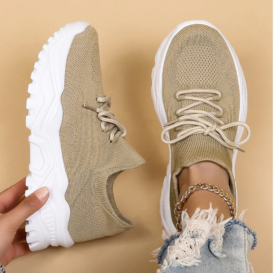 Dames Sneakers – Lichtgewicht Veterschoen met Sportieve Zool