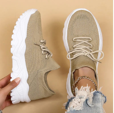 Dames Sneakers – Lichtgewicht Veterschoen met Sportieve Zool