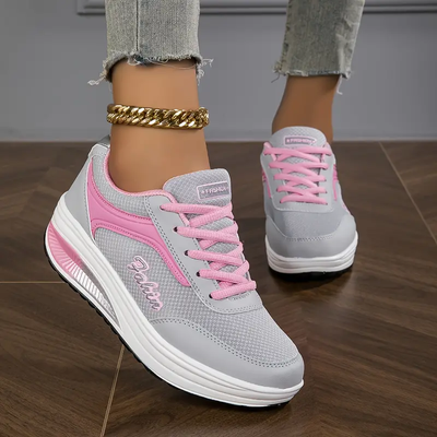 Dames Sneakers – Verhoogde Plateauzool met Grafische Print