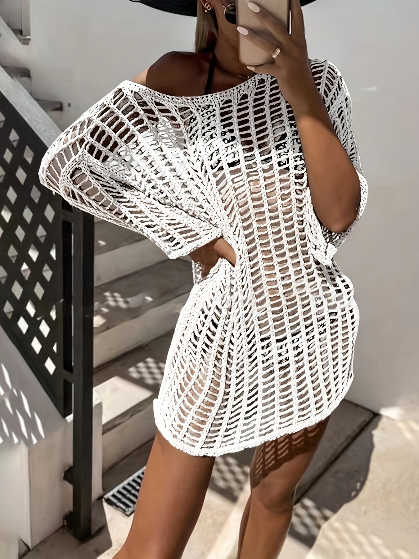Katerina | Gehaakte Off-Shoulder Strandjurk Dames Zomer