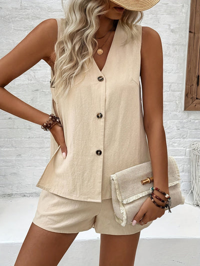 Katherine | Zomerse V-Hals Top en Shorts Set