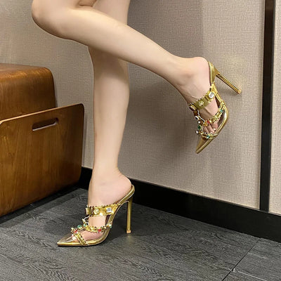 Luna - Gemstone-studded and transparent stilettos