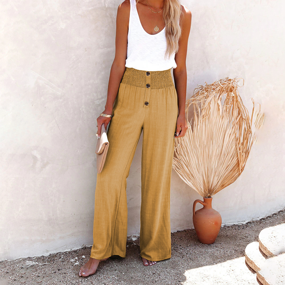 HILLA - Losse broek met hoge taille