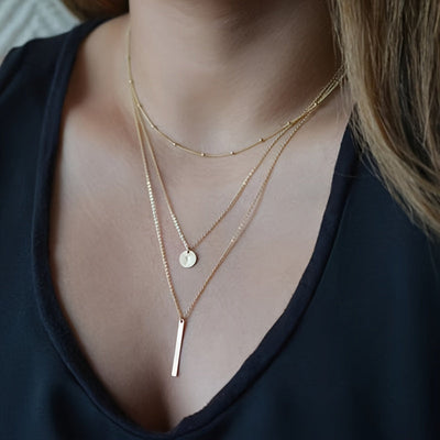 Kim | Minimalistische Gelaagde Halsketting met Hangers