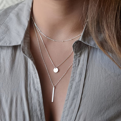 Kim | Minimalistische Gelaagde Halsketting met Hangers