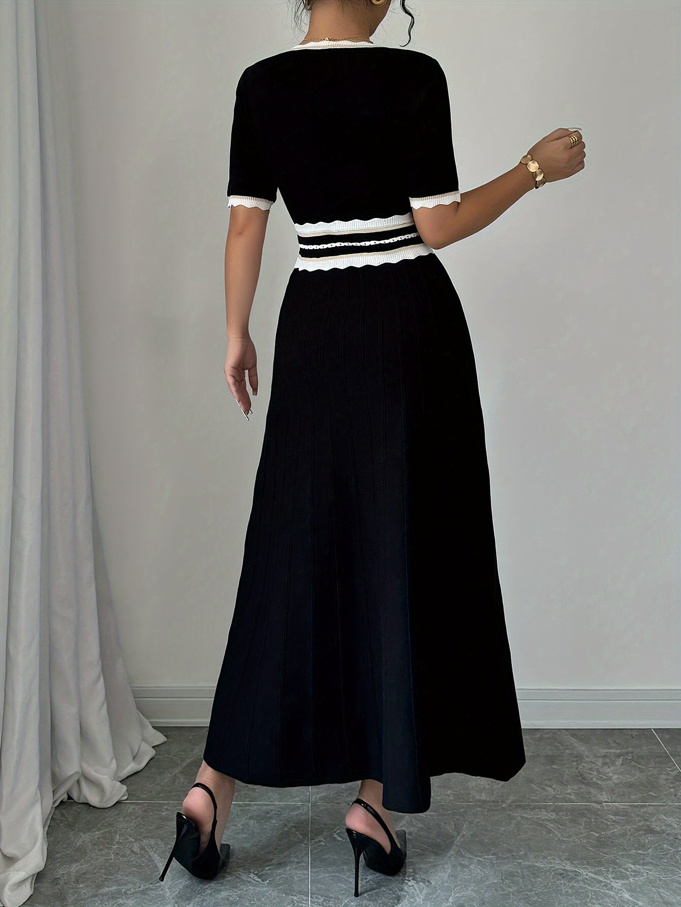 Kylene | Elegante Gebreide Jurk met Taille Accent
