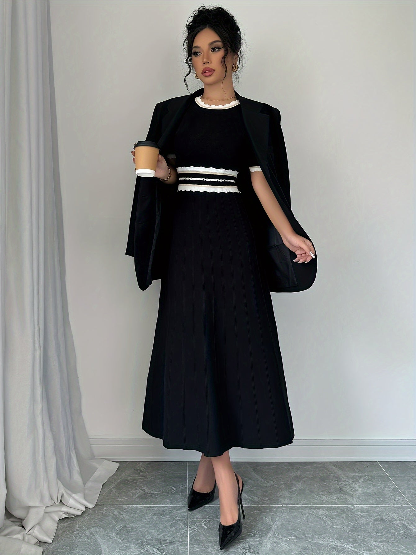 Kylene | Elegante Gebreide Jurk met Taille Accent