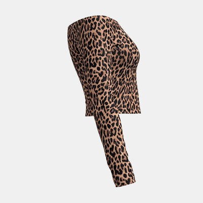 Khloe | Trendy Off-Shoulder Crop Top with Leopard Print 