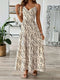 Kylie | Boho Maxi Jurk met Strikrug en Zwarte Print