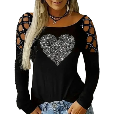 Cut-out top met hartdetail – Glam rock met fonkelende touch