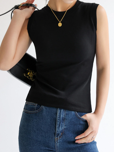 Mouwloze dames top – Aansluitend model met ronde hals