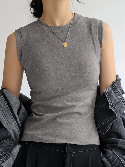 Mouwloze dames top – Aansluitend model met ronde hals