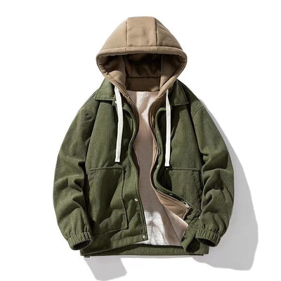 Corduroy herenjack met capuchon - Gevoerd