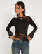 Gwendeline - Elegant Black Lace Top with Long Sleeves 