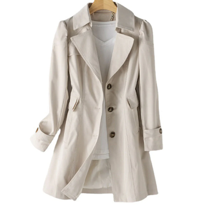 Dames Trenchcoat met Knopen en Reverskraag – Lente Herfst Jas