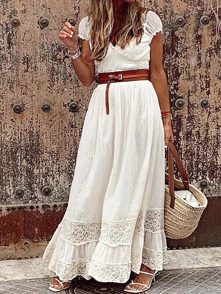 Bridget - Casual bohemian kanten maxi-jurk