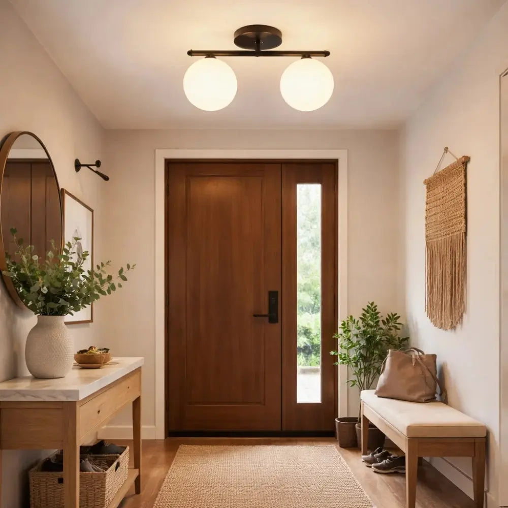 Dorvion – LED Ceiling Lamp Opaline Brass Duo