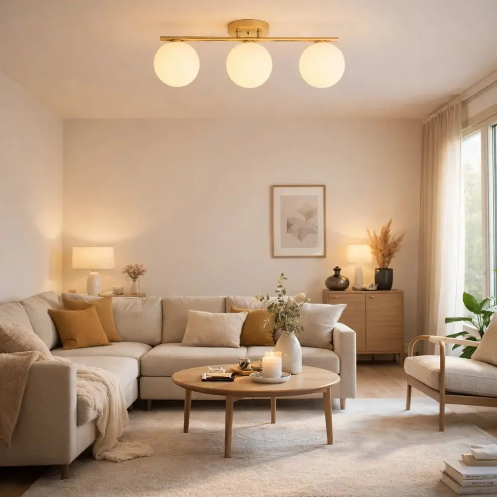 Dorvion – LED Ceiling Lamp Opaline Brass Duo