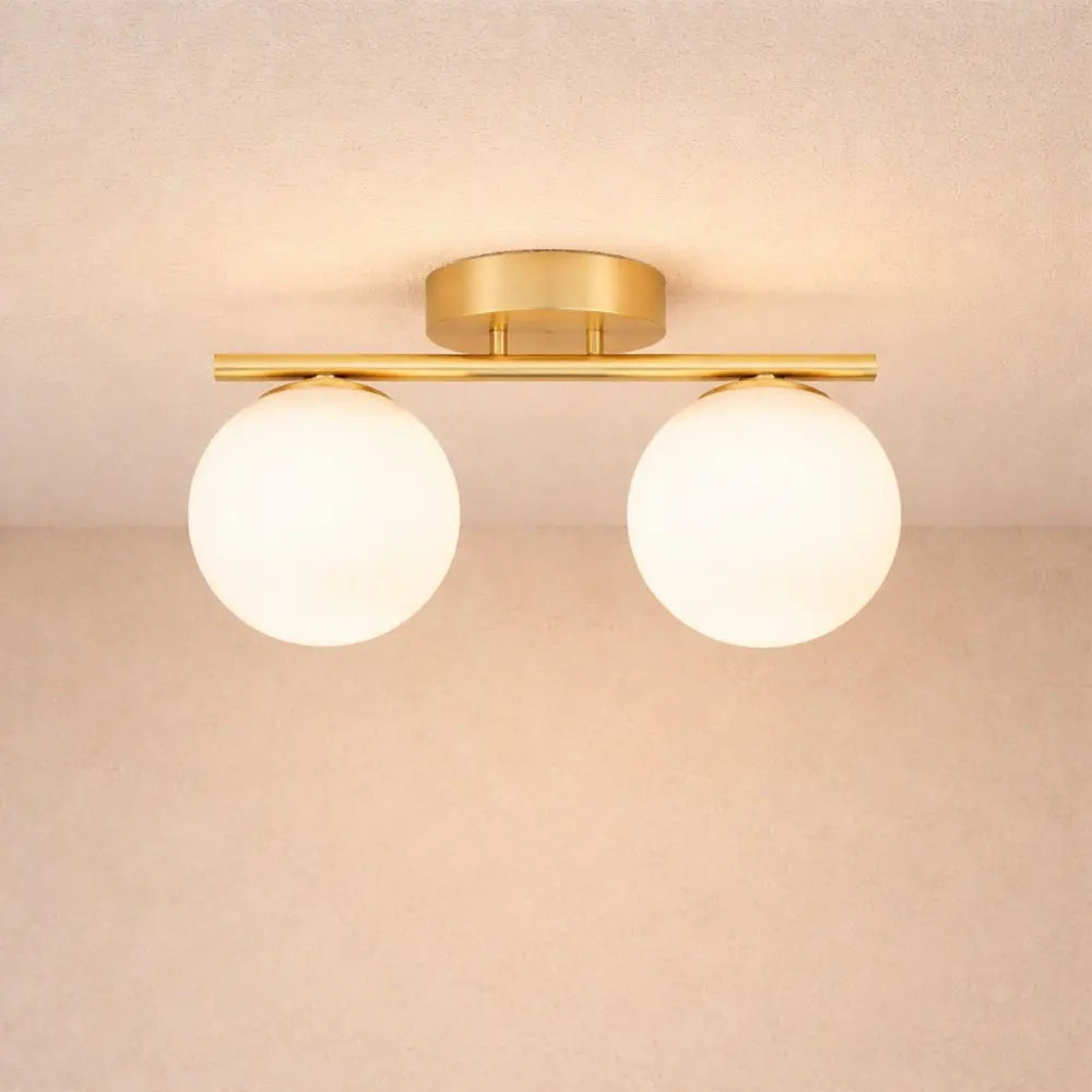 Dorvion – LED Ceiling Lamp Opaline Brass Duo