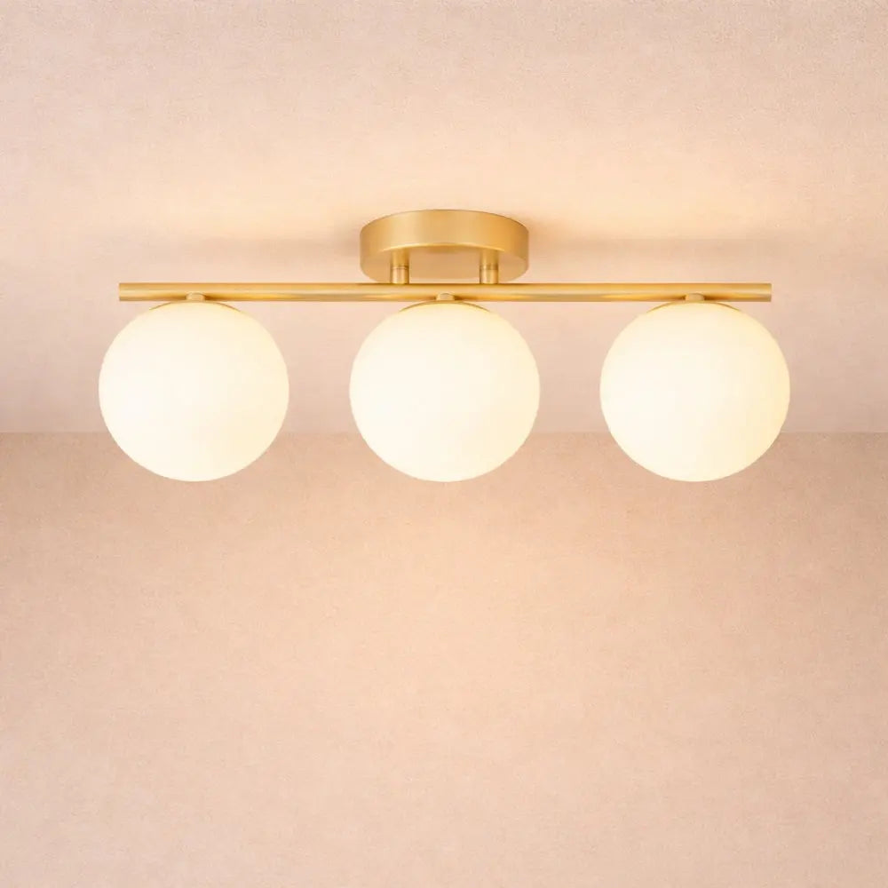 Dorvion – LED Ceiling Lamp Opaline Brass Duo