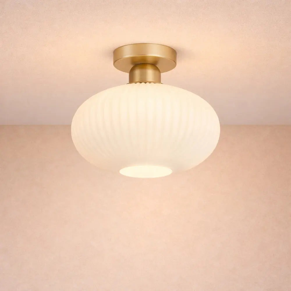 Aureline – LED Ceiling Light Pleated Glass Gold Finish