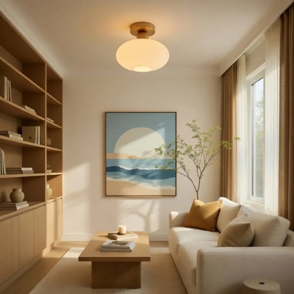 Aureline – LED Ceiling Light Pleated Glass Gold Finish