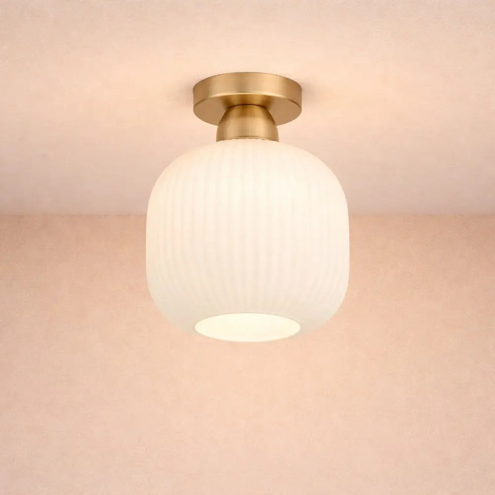 Aureline – LED Ceiling Light Pleated Glass Gold Finish