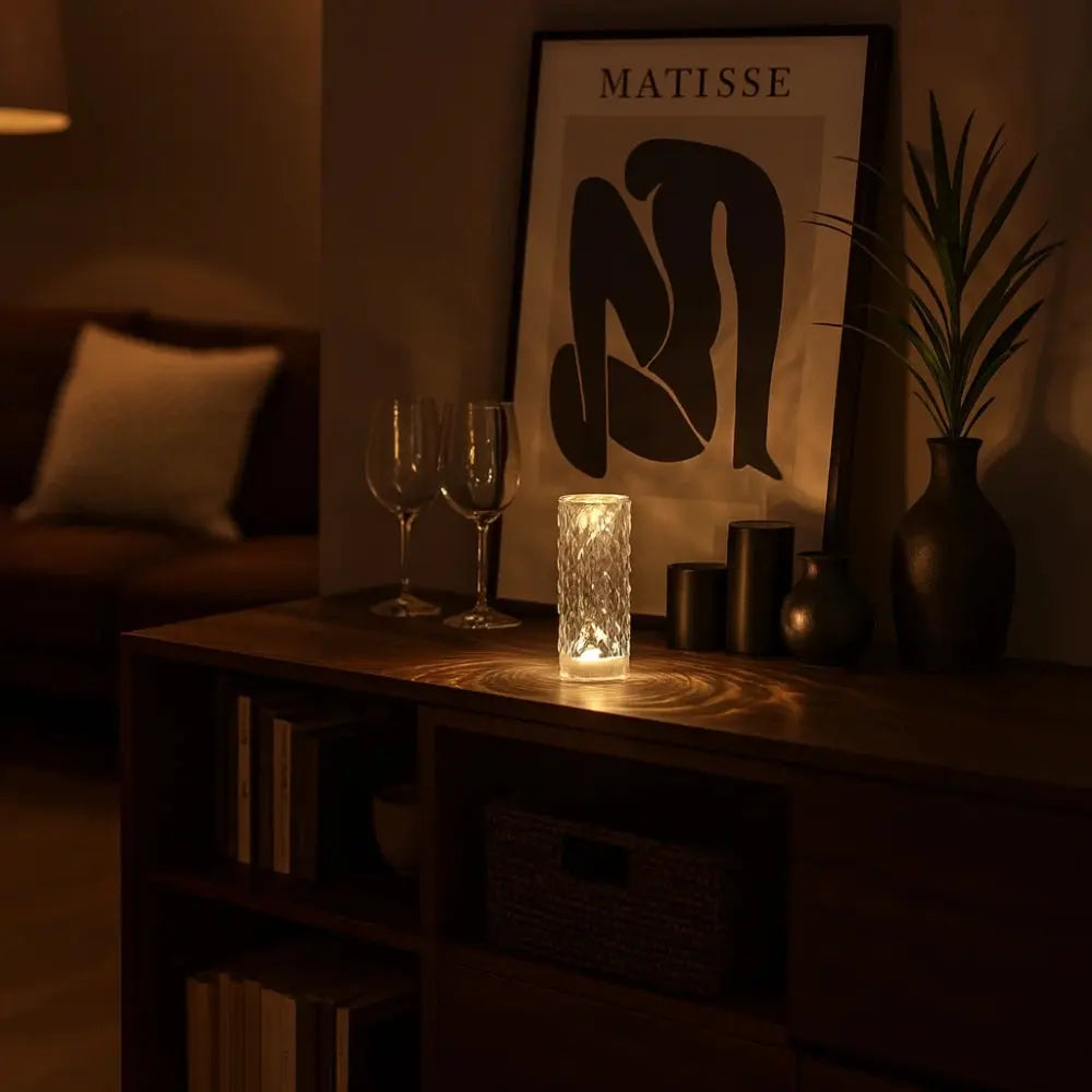 Roselynix - Pink Crystal LED Touch Table Lamp