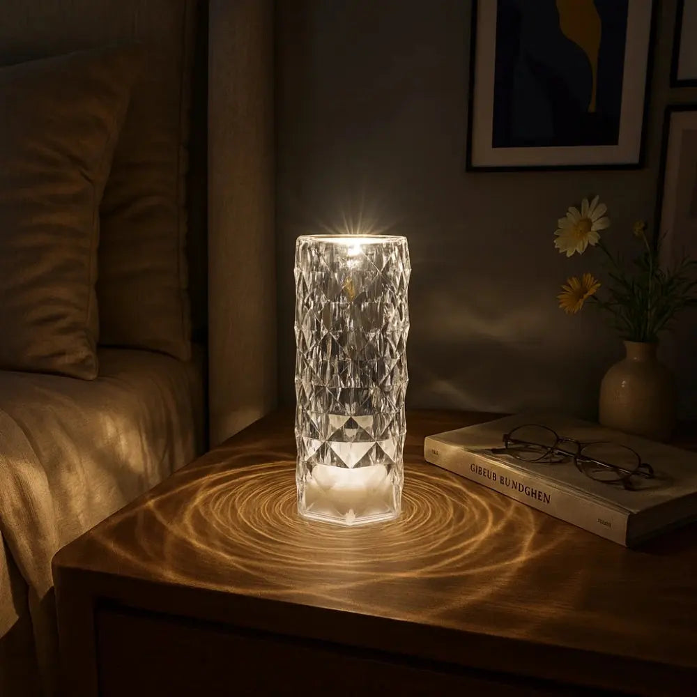 Roselynix - Pink Crystal LED Touch Table Lamp