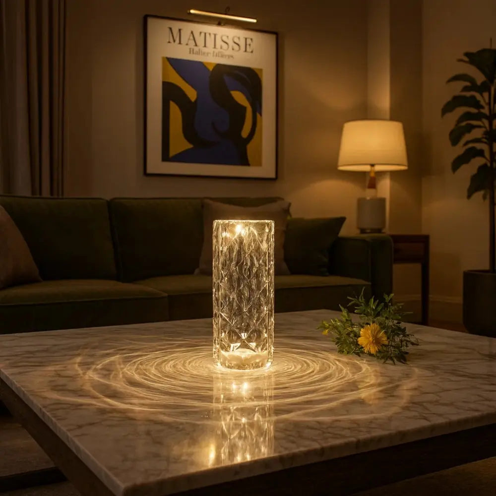 Roselynix - Pink Crystal LED Touch Table Lamp