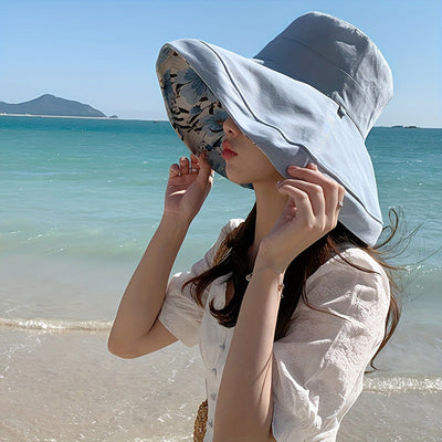 Lauren | Reversible Wide Brim Sun Hat with Wind Cord 