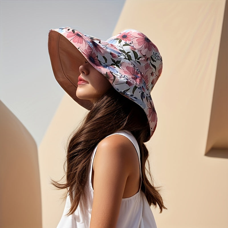 Lauren | Reversible Wide Brim Sun Hat with Wind Cord 