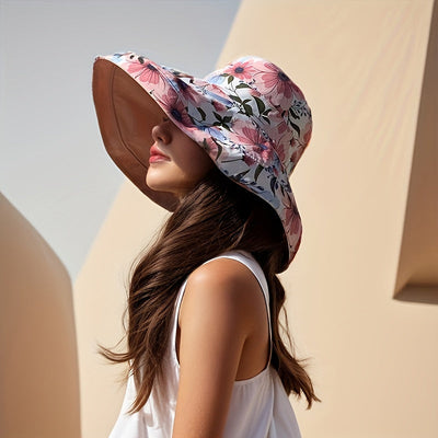 Lauren | Reversible Wide Brim Sun Hat with Wind Cord 