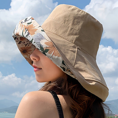 Lauren | Reversible Wide Brim Sun Hat with Wind Cord 
